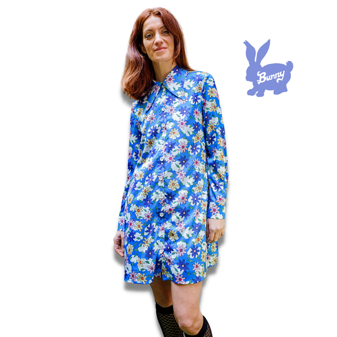 【EEUN】Cloud Bloom Dress Crushed Silk Knit - Center Slit Maxi Dress - Dreamy Floral